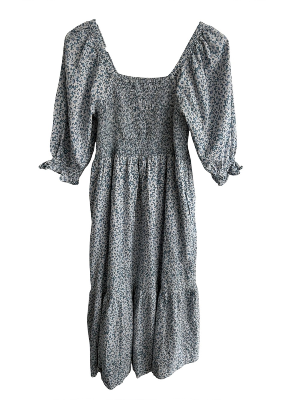 Madewell Lucie Elbow-Sleeve Smocked Midi Dress in Sunflower Field Sz Small - Picture 3 of 10
